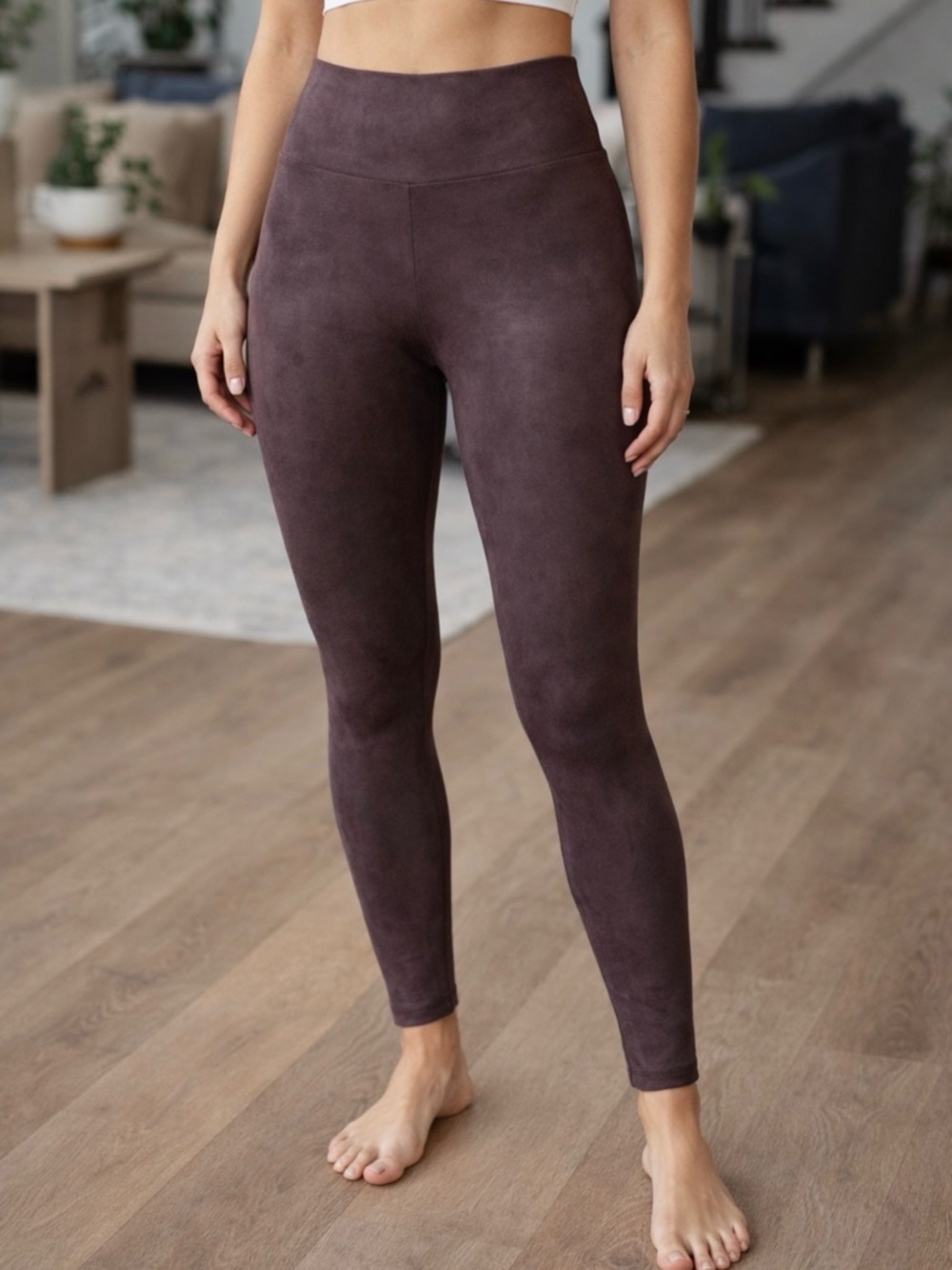 Simply Vera Wang High Rise Leggings Womens Large Brown Pull On Stretch Pants NWT